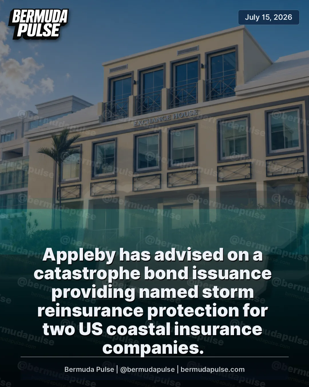 Appleby has advised on a catastrophe bond issuance providing named storm reinsurance protection for two US coastal insurance companies. A spokesperson said, “Two US Coastal insurance companies administered by Cabrillo Coastal General Insurance Agency have secured USD100 million of named storm reinsurance protection from the capital markets through the issuance of catastrophe bond notes by.