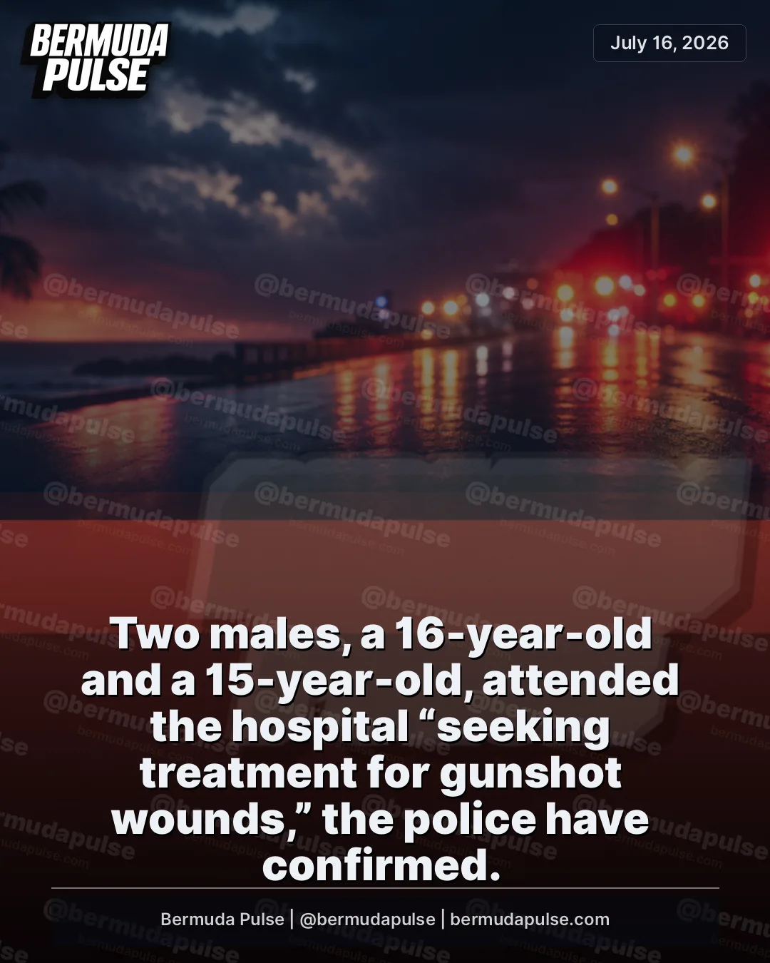 Two males, a 16-year-old and a 15-year-old, attended the hospital “seeking treatment for gunshot wounds,” the police have confirmed.