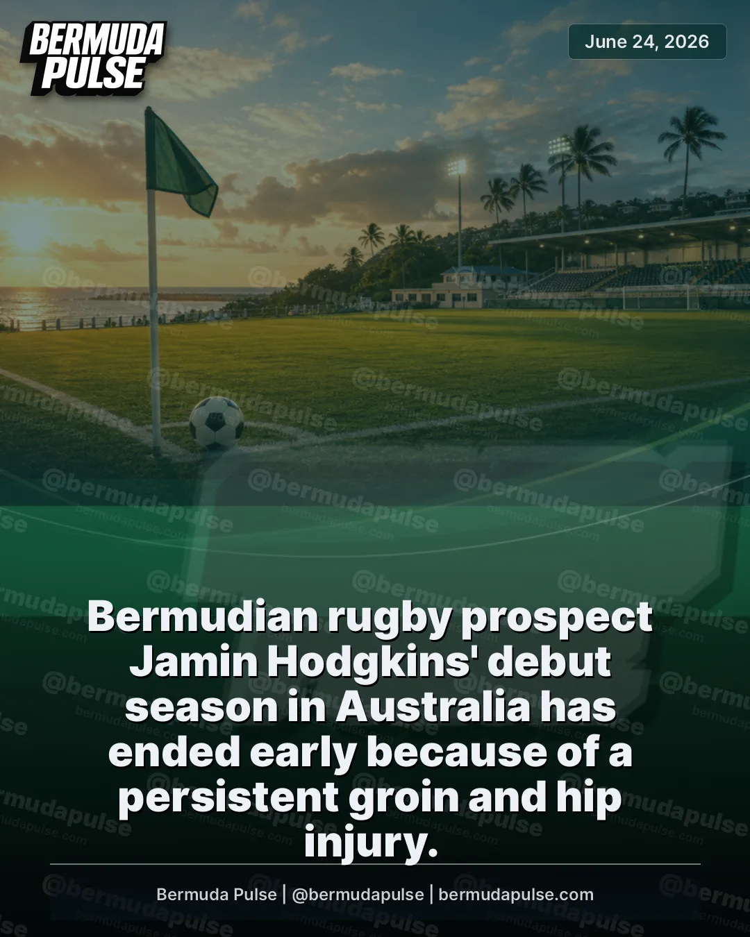 Bermudian rugby prospect Jamin Hodgkins' debut season in Australia has ended early because of a persistent groin and hip injury.