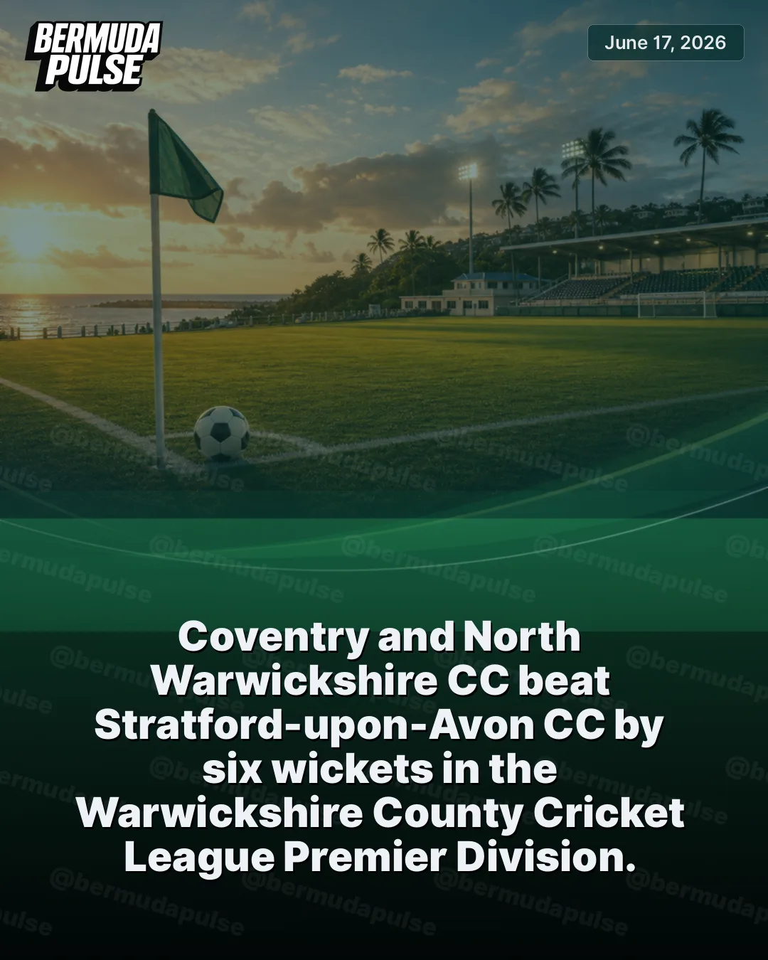 Coventry and North Warwickshire CC beat Stratford-upon-Avon CC by six wickets in the Warwickshire County Cricket League Premier Division. Stratford were restricted to 195-8 from 50 overs after Muhammed Naeem made an unbeaten 57, while Lee Golding took 2-16 for Coventry.