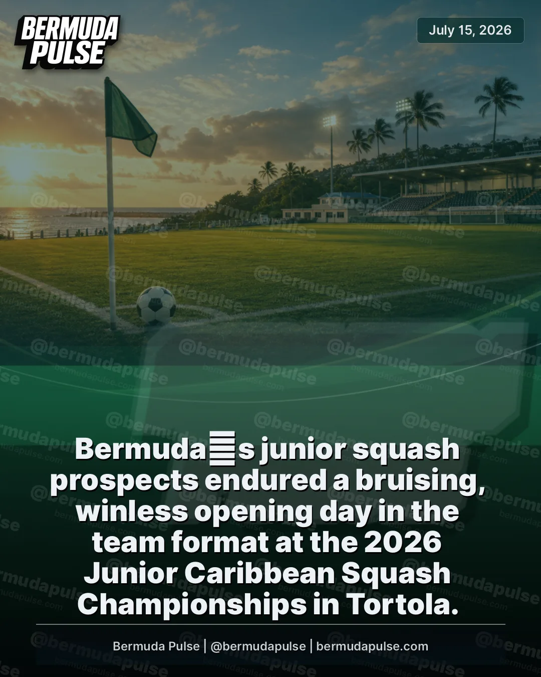 Bermuda�s junior squash prospects endured a bruising, winless opening day in the team format at the 2026 Junior Caribbean Squash Championships in Tortola.