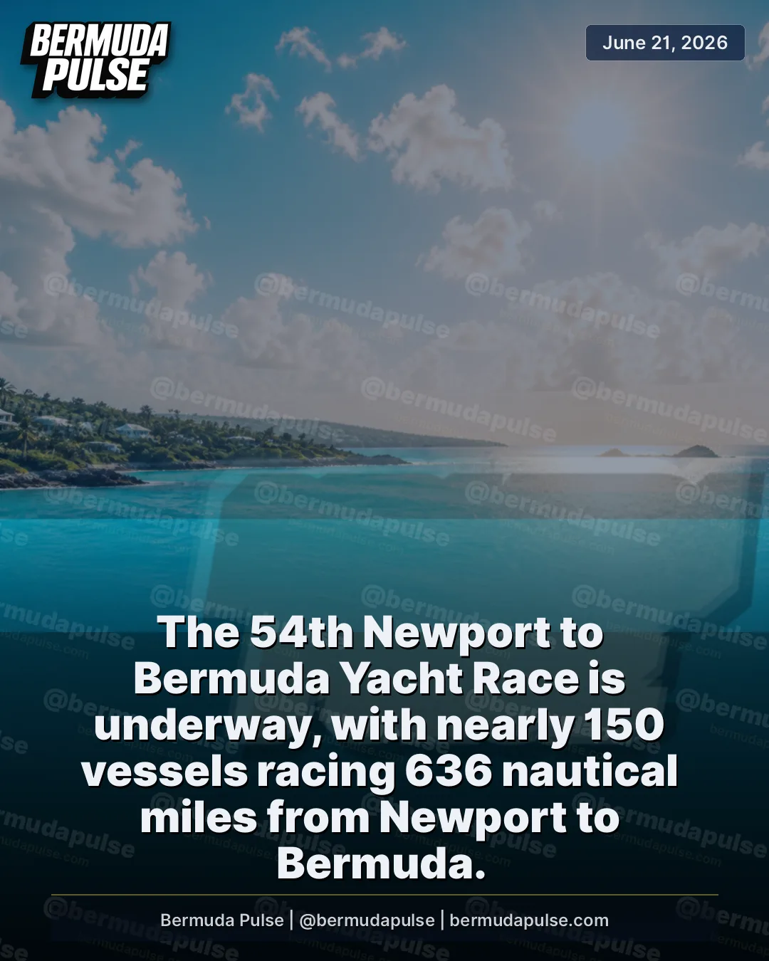 The 54th Newport to Bermuda Yacht Race is underway, with nearly 150 vessels racing 636 nautical miles from Newport to Bermuda. Super-maxi Black Jack 100 is leading the fleet after making strong early progress and reaching St.