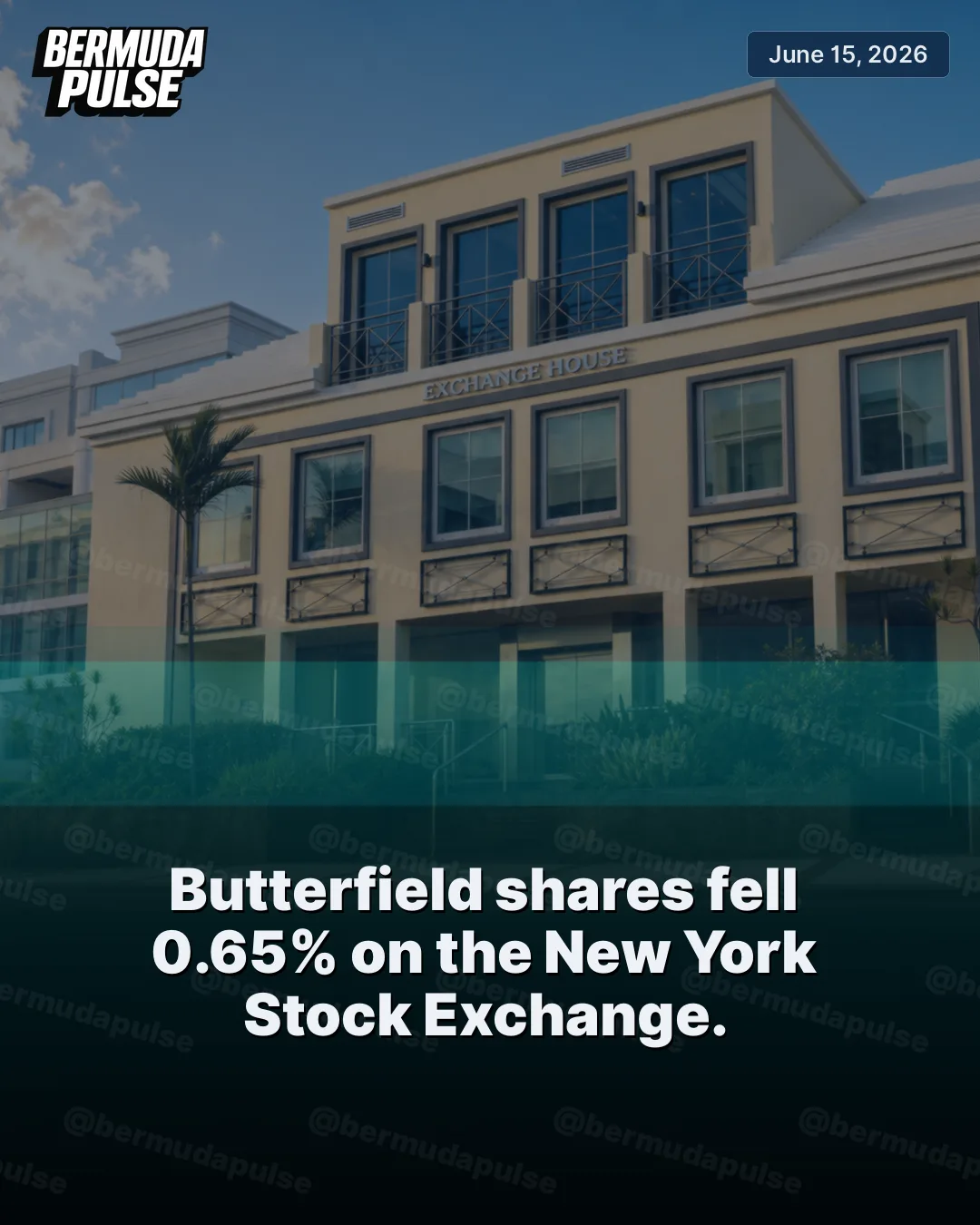 Butterfield shares fell 0.65% on the New York Stock Exchange. The RG/BSX Index was closed today for the National Heroes Day holiday.