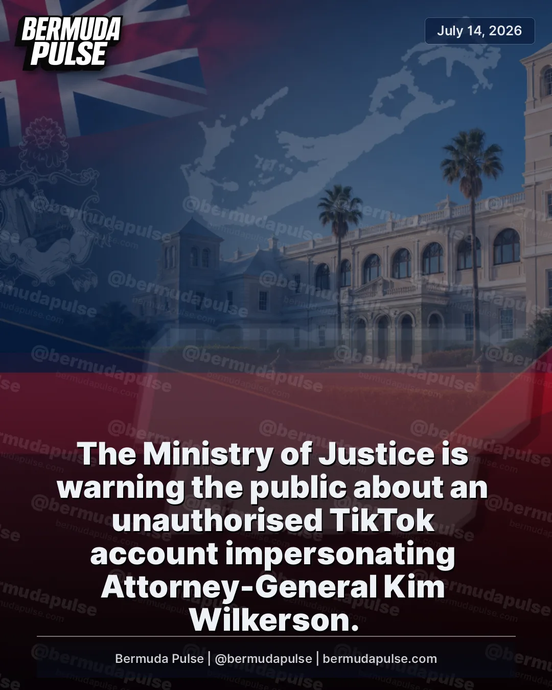 The Ministry of Justice is warning the public about an unauthorised TikTok account impersonating Attorney-General Kim Wilkerson. A Government spokesperson said, “The Ministry of Justice is advising the public of an unauthorised TikTok account impersonating the Attorney-General and Minister of Justice, Senator the Hon.