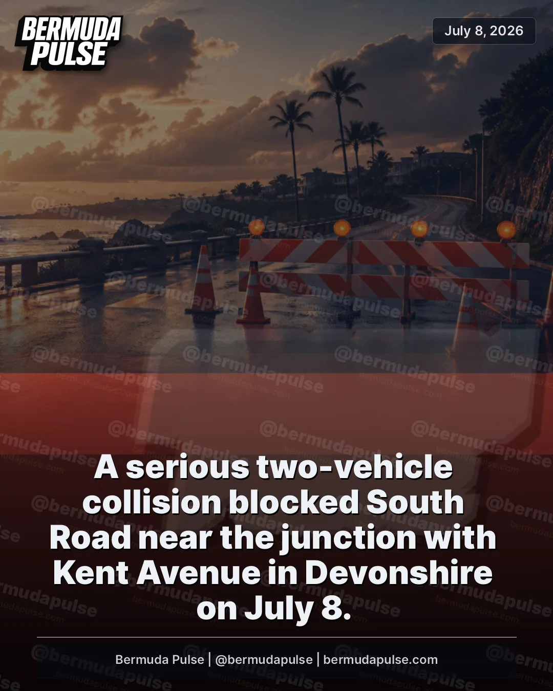 BREAKING: A serious two-vehicle collision blocked South Road near the junction with Kent Avenue in Devonshire on July 8.