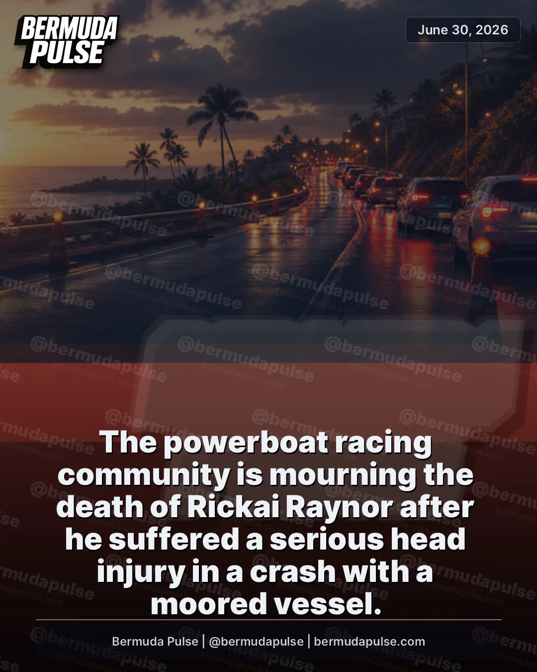The powerboat racing community is mourning the death of Rickai Raynor after he suffered a serious head injury in a crash with a moored vessel.