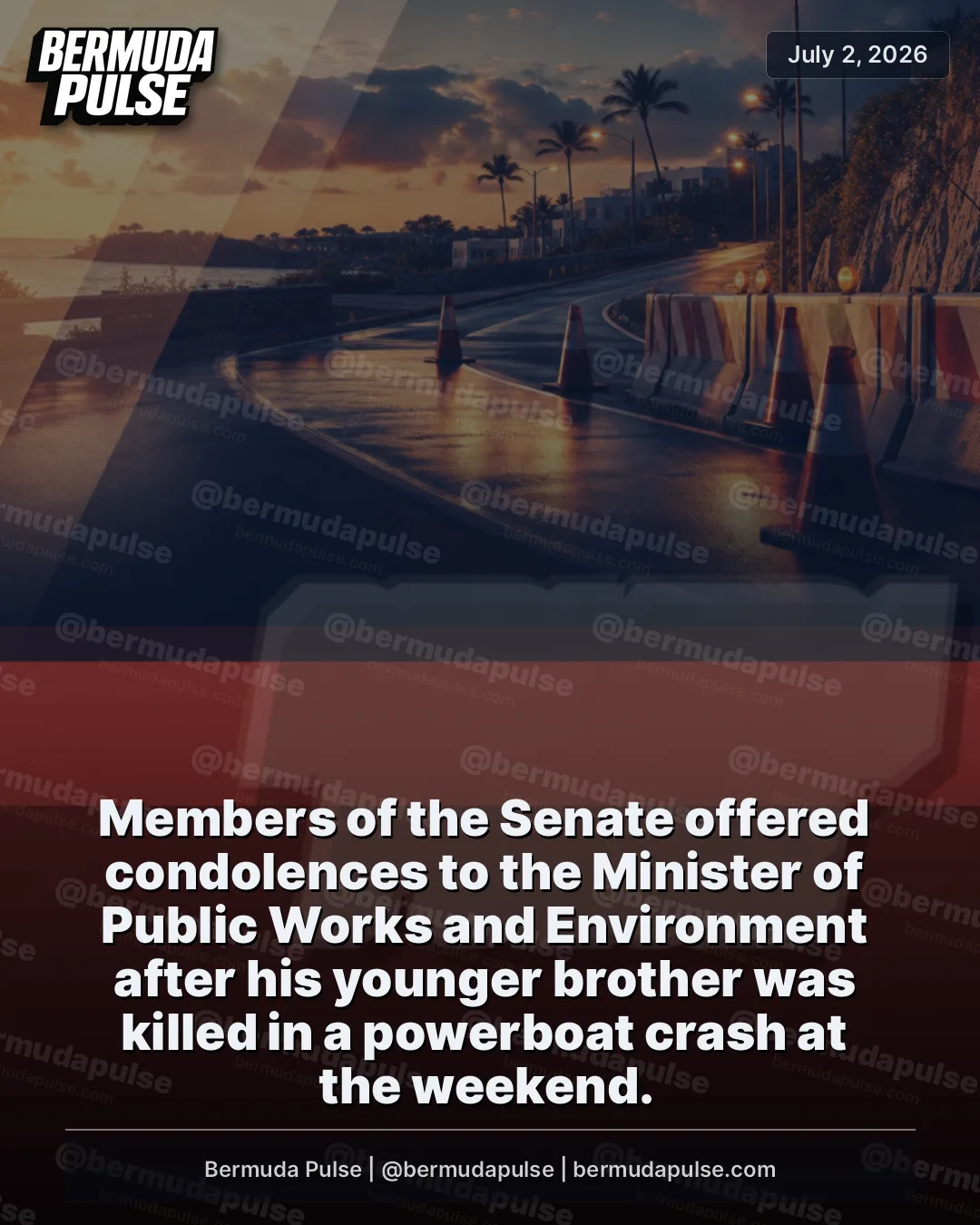 Members of the Senate offered condolences to the Minister of Public Works and Environment after his younger brother was killed in a powerboat crash at the weekend.