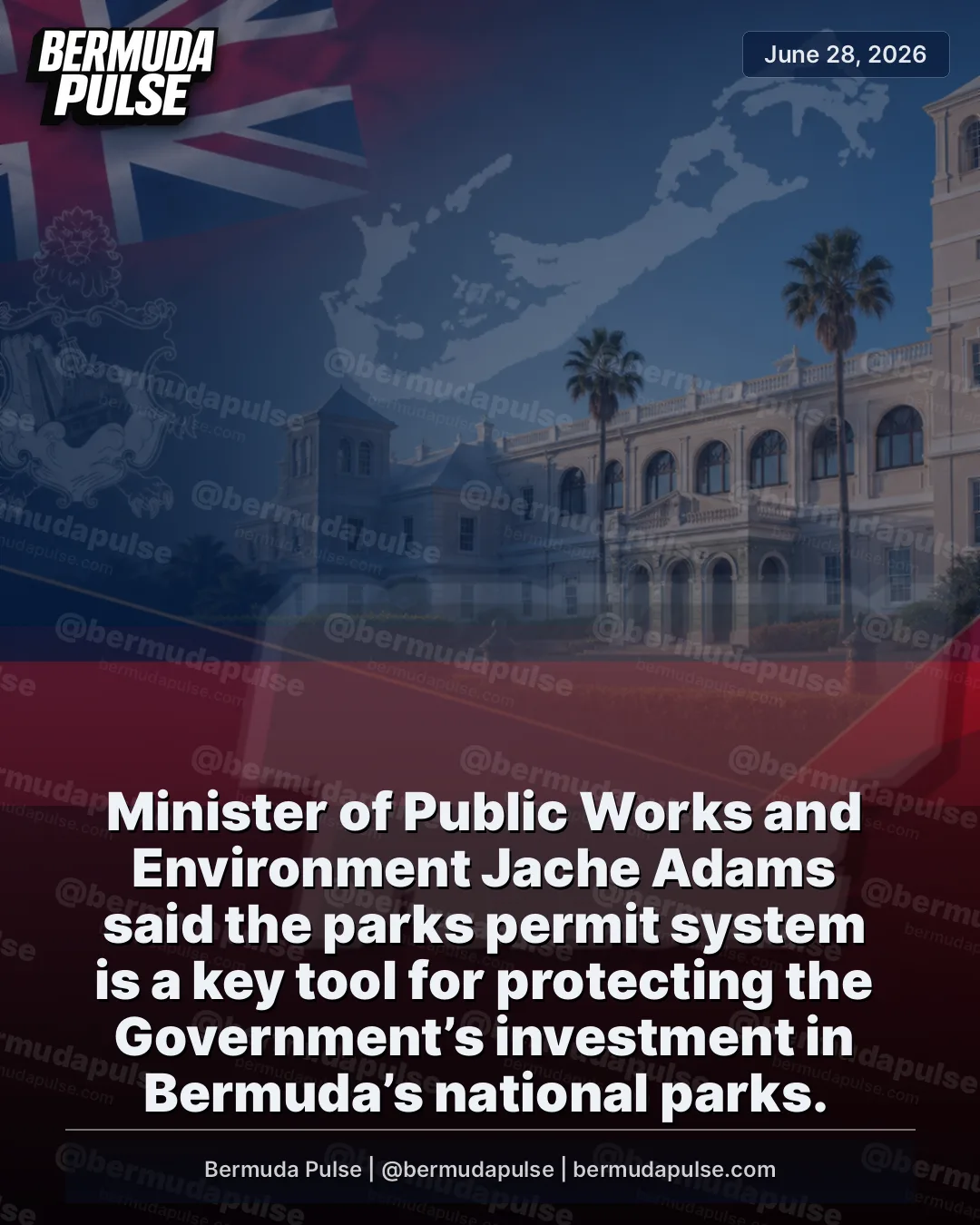 Minister of Public Works and Environment Jache Adams said the parks permit system is a key tool for protecting the Government’s investment in Bermuda’s national parks. He made the remarks in the House of Assembly on Friday, June 26.