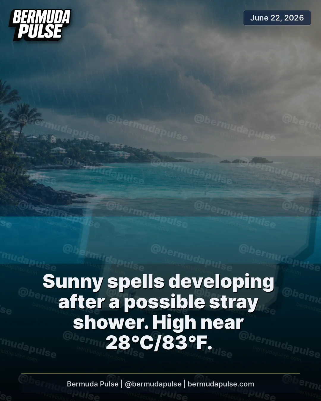 WEATHER ALERT: Sunny spells developing after a possible stray shower. High near 28°C/83°F.