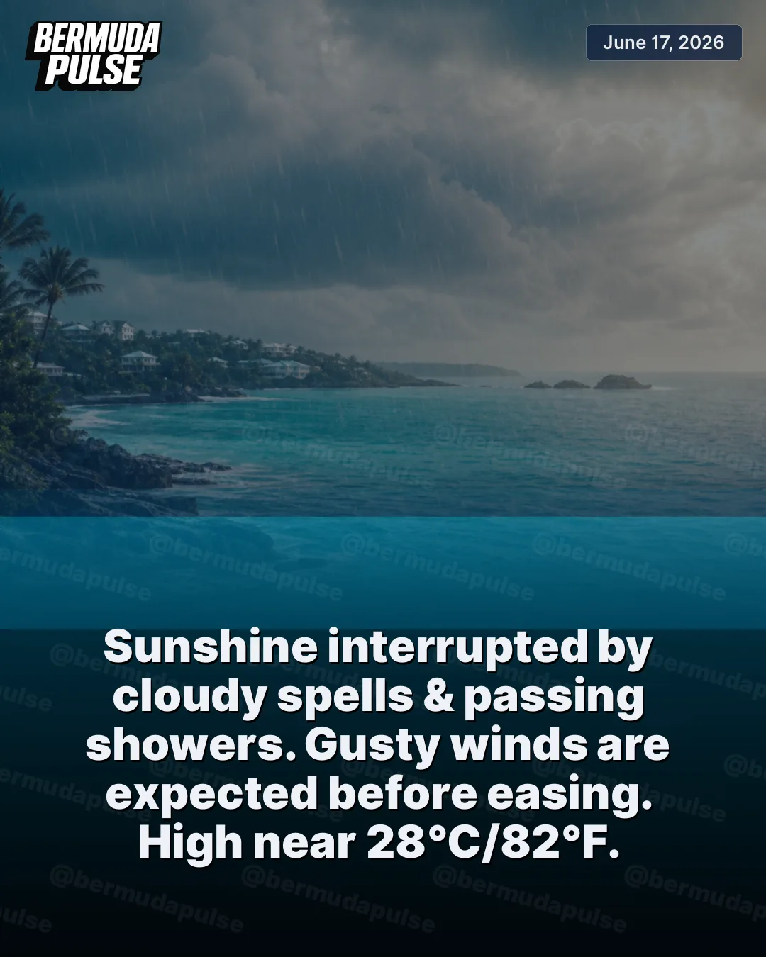 WEATHER ALERT: Sunshine interrupted by cloudy spells & passing showers. Gusty winds are expected before easing. High near 28°C/82°F.